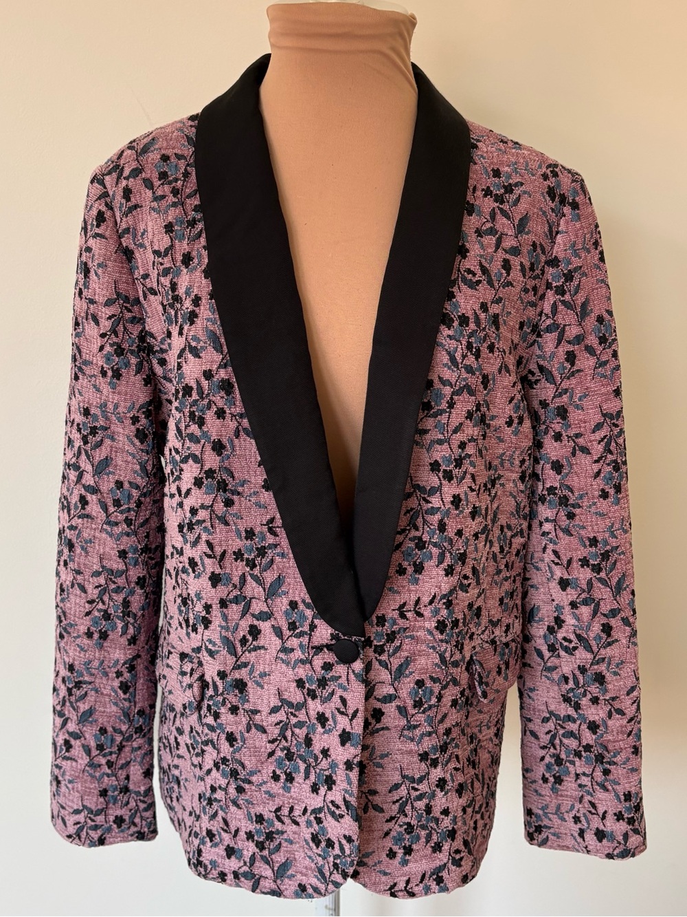 Zadig & Voltaire Vito Chenille Pink Floral Print Tuxedo Blazer Jacket EUC 40/8